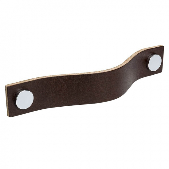 Handle Loop - 128mm - Brown Leather/Chrome in the group Cabinet Handles / All Handles / Furniture Handles at Beslag Online (333173-11)