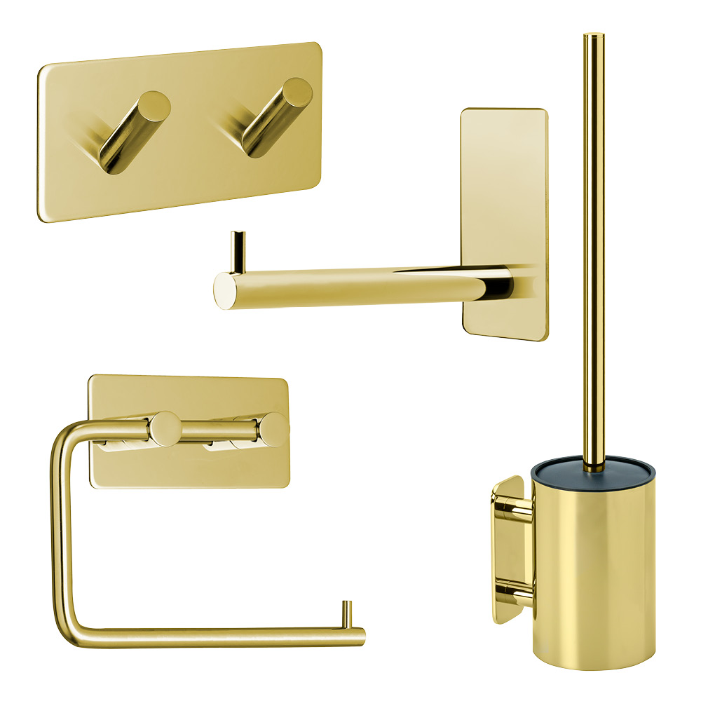 Bathroom Kit Base 200 - Polished Brass in the group Bathroom Accessories / All Bathroom Accessories / Self Adhesive Hooks  at Beslag Online (605204-K)