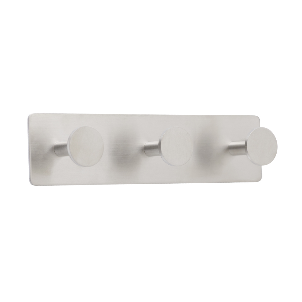 Towel Hook Base 210 3-Hook - Brushed Stainless Steel Finish in the group Bathroom Accessories / All Bathroom Accessories / Self Adhesive Hooks  at Beslag Online (61421-21)
