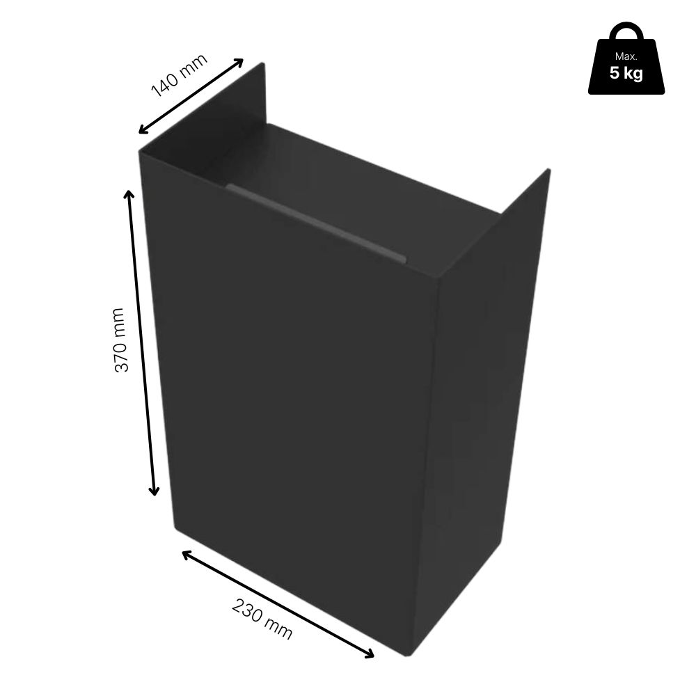 Wall-Mounted Trash Can Hold - 9L - Black