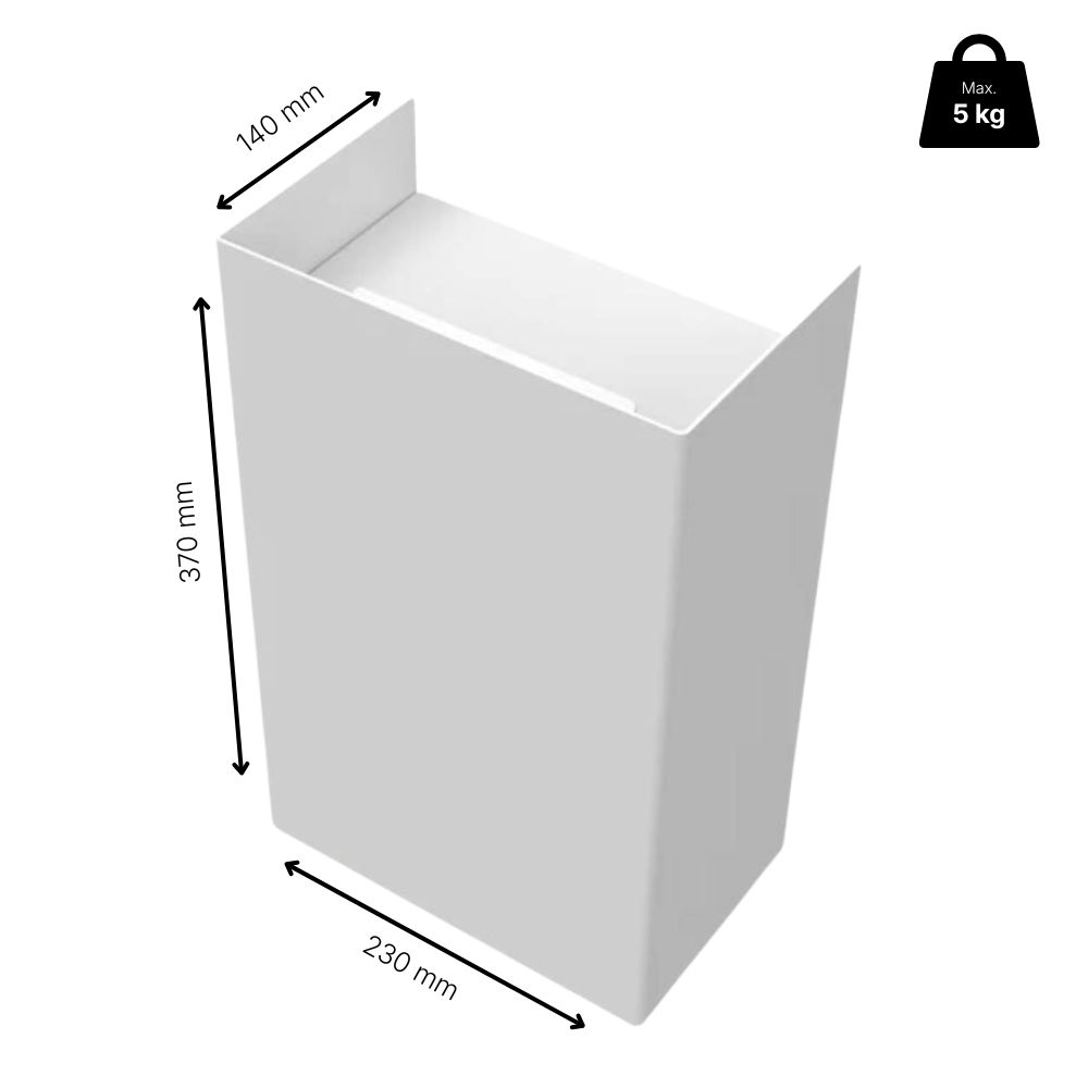 Wall-Mounted Trash Can Hold - 9L - White