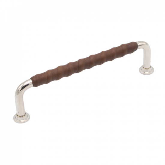 Handle 1353 - 128mm - Nickel Plated/Brown Leather in the group Cabinet Handles / Color/Material / Leather at Beslag Online (330725-11)
