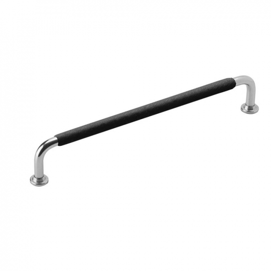 Handle 1353 - 196mm - Nickel Plated/Black Leather Wrapped in the group Cabinet Handles / Color/Material / Leather at Beslag Online (330762-11)