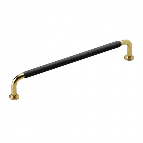 Handle 1353 - 192mm - Polished Brass/Black Leather Wrapped in the group Cabinet Handles / Color/Material / Leather at Beslag Online (330767-11)