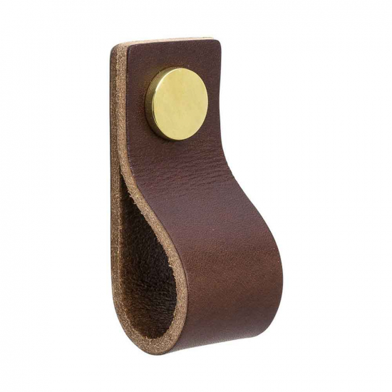 Loop - Brown Leather/Brass in the group Cabinet Knobs / Color/Material / Leather at Beslag Online (333131-11)