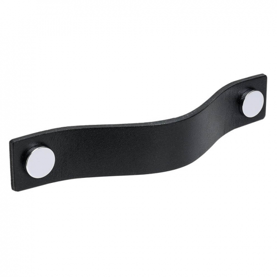 Handle Loop - 128mm - Black Leather/Chrome in the group Cabinet Handles / Color/Material / Leather at Beslag Online (333163-11)