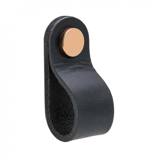 Loop Round - Black Leather/Copper in the group Cabinet Knobs / Color/Material / Leather at Beslag Online (333222-11)