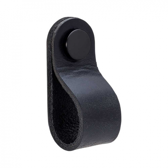Loop Round - Black Leather/Black in the group Cabinet Knobs / Color/Material / Leather at Beslag Online (333224-11)