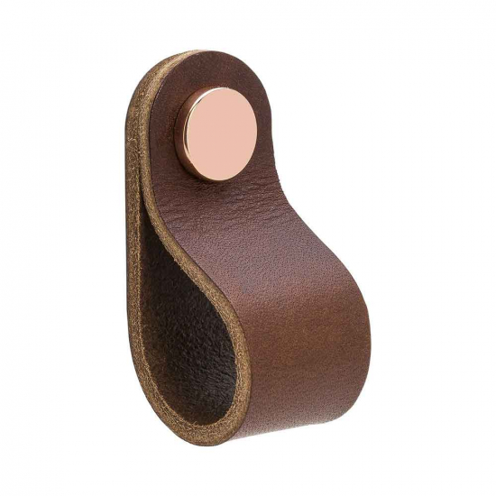 Loop Round - Brown Leather/Copper in the group Cabinet Knobs / Color/Material / Leather at Beslag Online (333232-11)