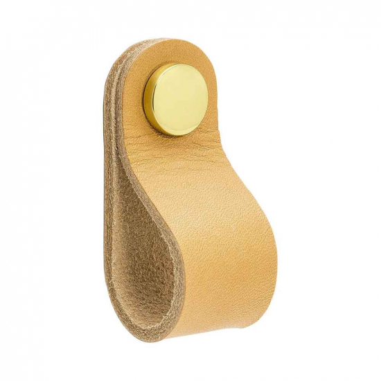 Loop Round - Nature Leather/Brass in the group Cabinet Knobs / Color/Material / Leather at Beslag Online (333241-11)