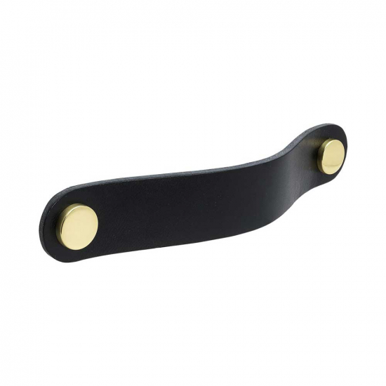Handle Loop Round - 128mm - Black Leather/Brass in the group Kitchen Handles / Color/Material / Leather at Beslag Online (333261-11)