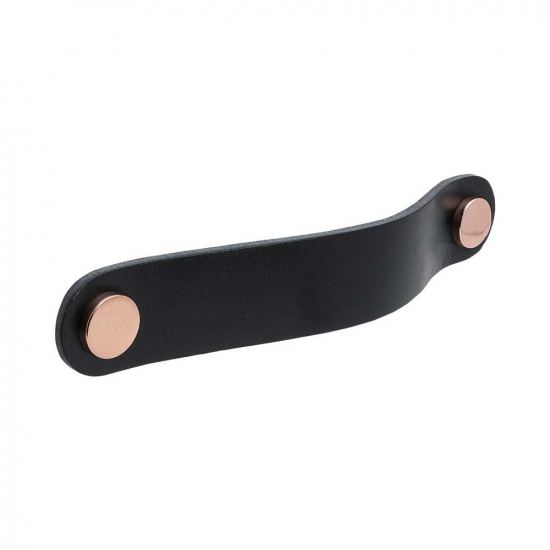 Handle Loop Round - 128mm - Black Leather/Copper in the group Cabinet Handles / Color/Material / Leather at Beslag Online (333262-11)