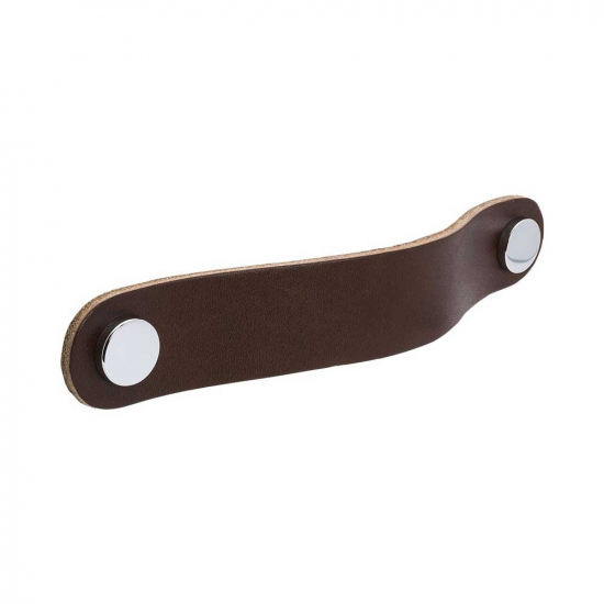 Handle Loop Round - 128mm - Brown Leather/Chrome in the group Kitchen Handles / Color/Material / Leather at Beslag Online (333273-11)