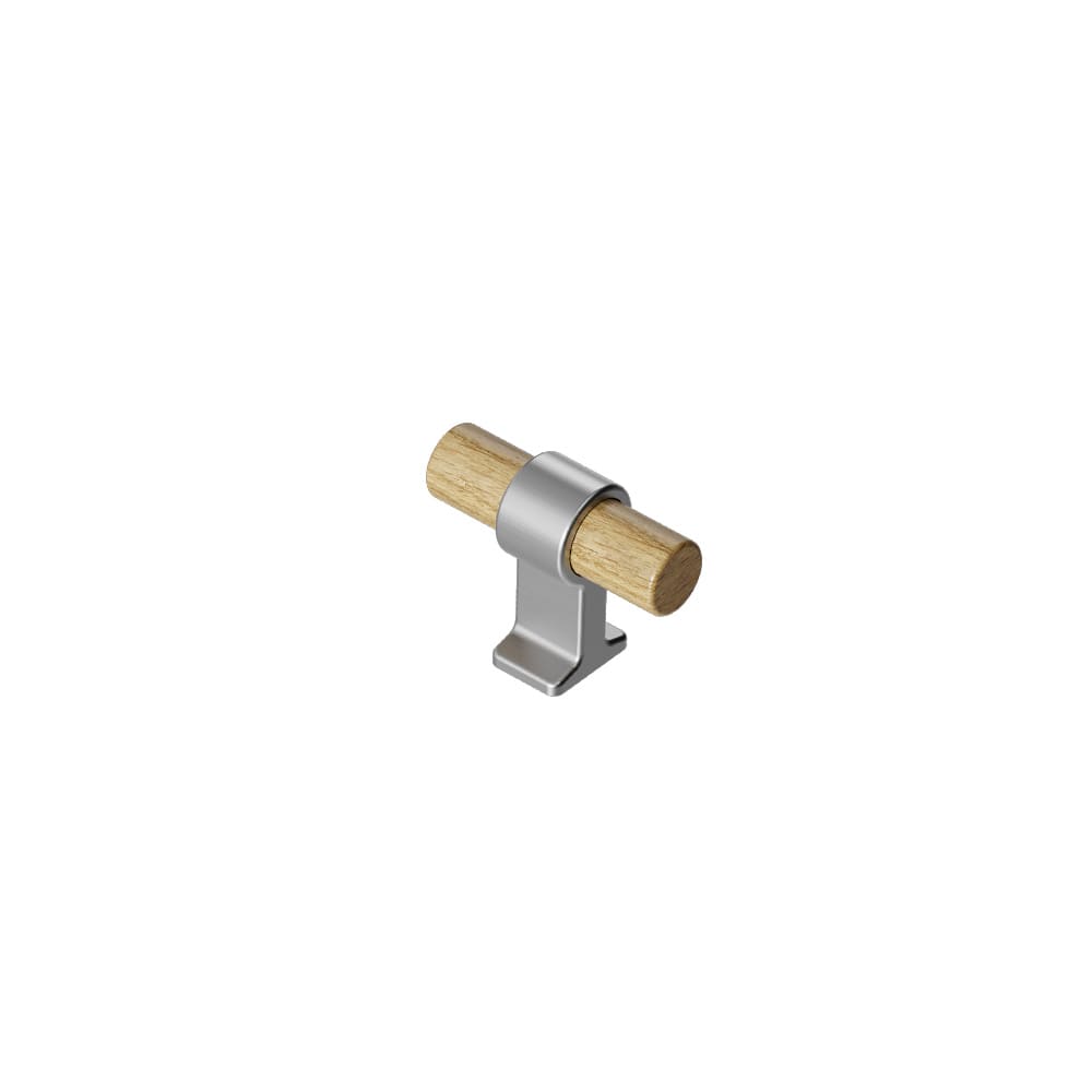 Cabinet Knob T Bond - Oak/Stainless Steel Look