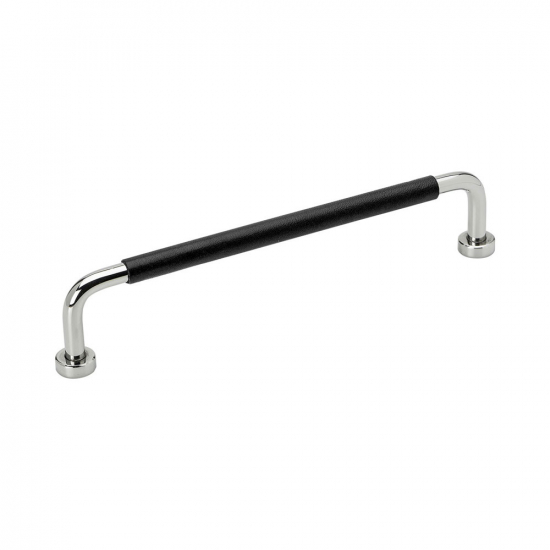 Handle Lounge - 160mm - Chrome/Black Leather in the group Kitchen Handles / Color/Material / Leather at Beslag Online (370100-11)