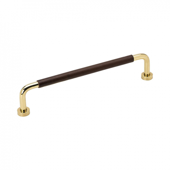 Handle Lounge - 160mm - Brass/Brown Leather in the group Kitchen Handles / Color/Material / Leather at Beslag Online (370103-11)