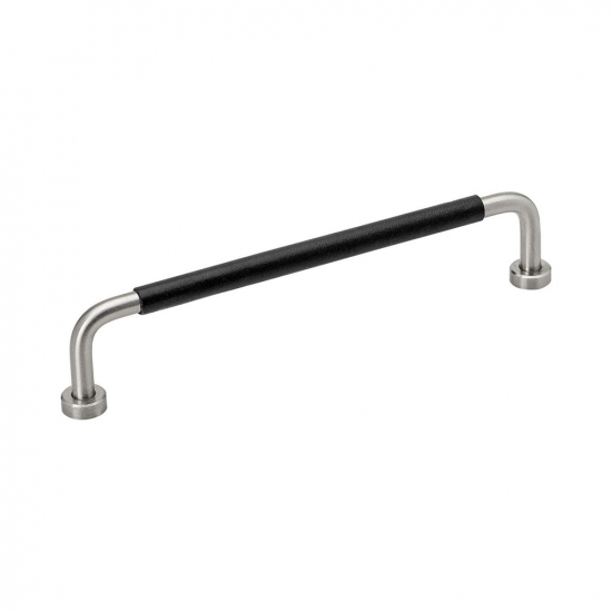 Handle Lounge - 160mm - Stainless Steel/Black Leather in the group Kitchen Handles / Color/Material / Leather at Beslag Online (370106-11)