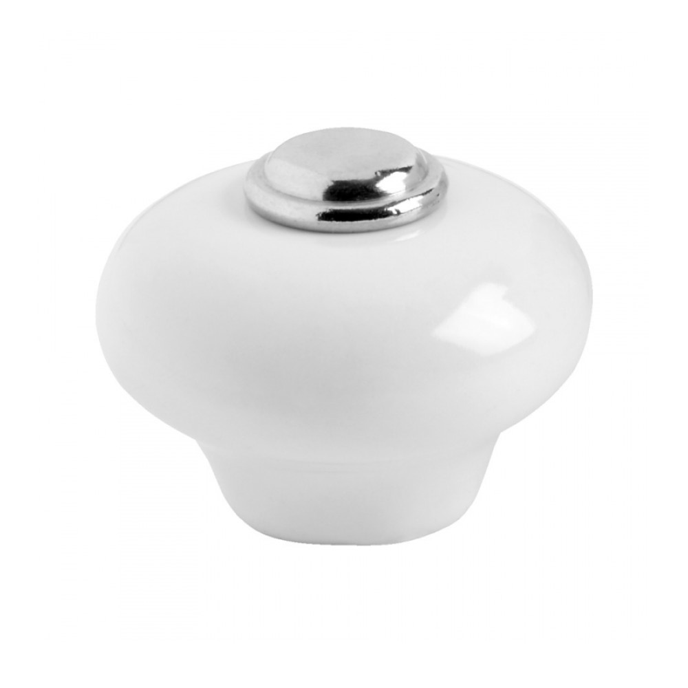 Knob 409 - 32mm - Nickel-plated/Porcelain in the group Cabinet Knobs / Color/Material / White  at Beslag Online (39111-11)