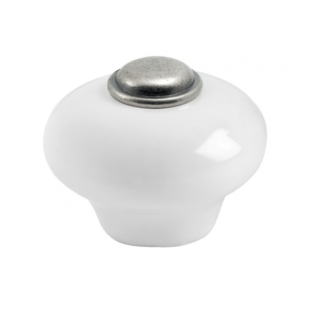 Knob 409 - 32mm - Tin/Porcelain in the group Cabinet Knobs / Color/Material / White  at Beslag Online (391111-11)