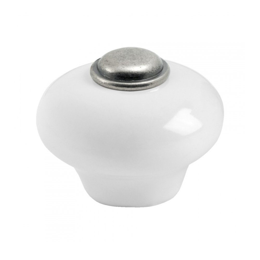 Knob 409 - 32mm - Tin/Porcelain in the group Cabinet Knobs / Color/Material / White at Beslag Online (391111-11)