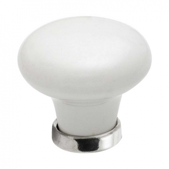 Cabinet Knob 24136 - White/Chrome in the group Cabinet Knobs / Color/Material / White  at Beslag Online (39631-11)