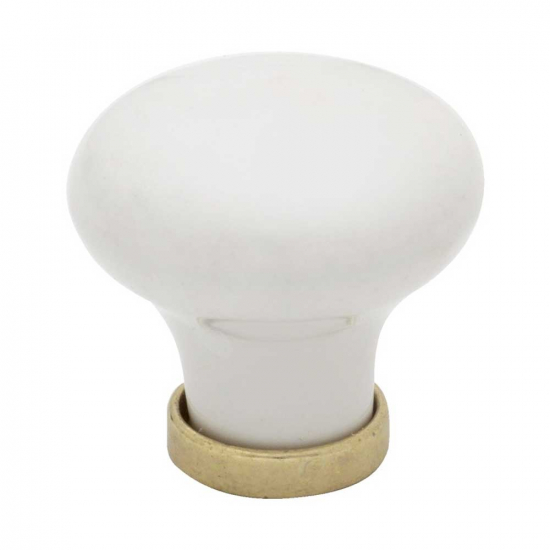 Cabinet Knob 24136 - White/Brass in the group Cabinet Knobs / Color/Material / White  at Beslag Online (39633-11)