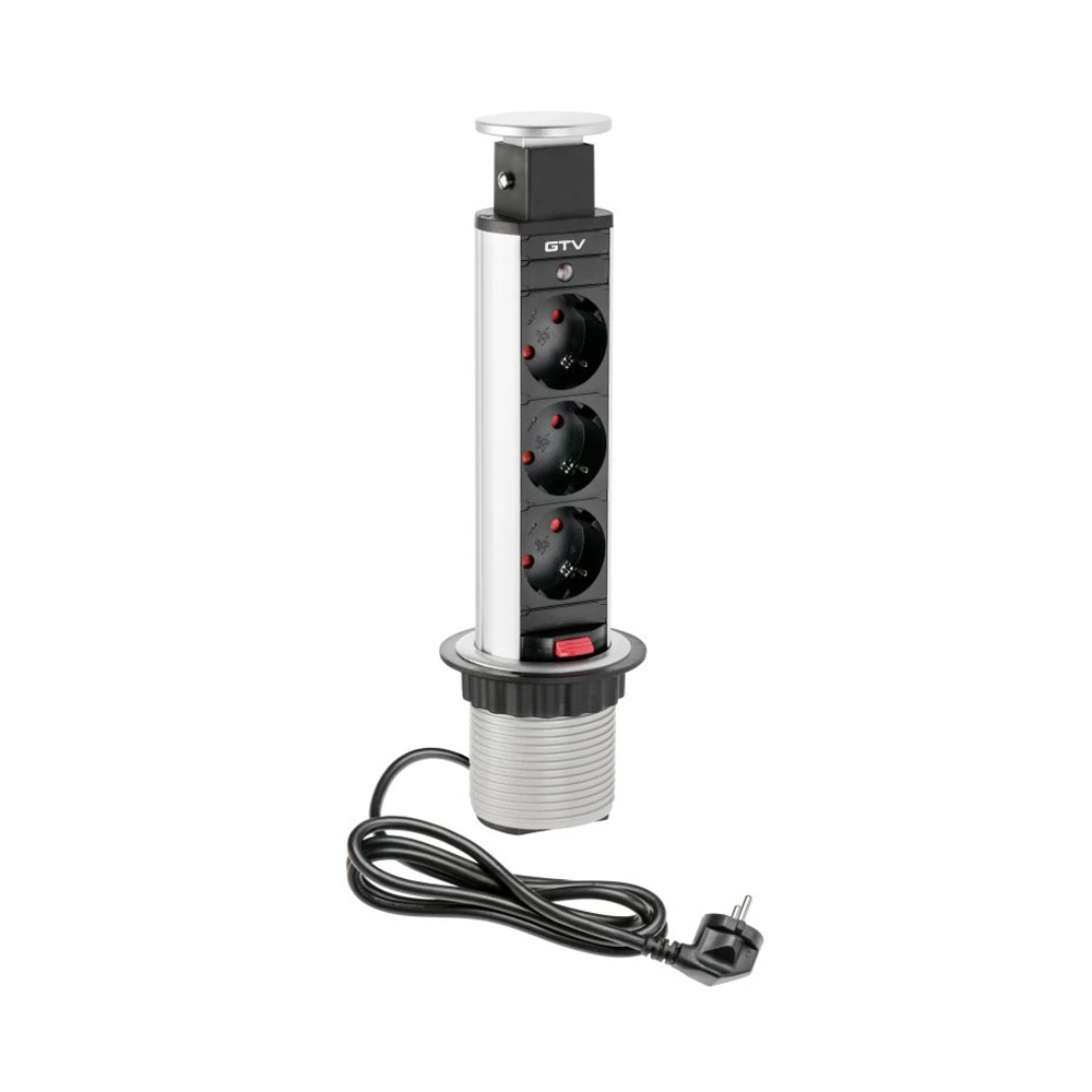 Power Column 60mm 3pcs 230V Socket – Silver
