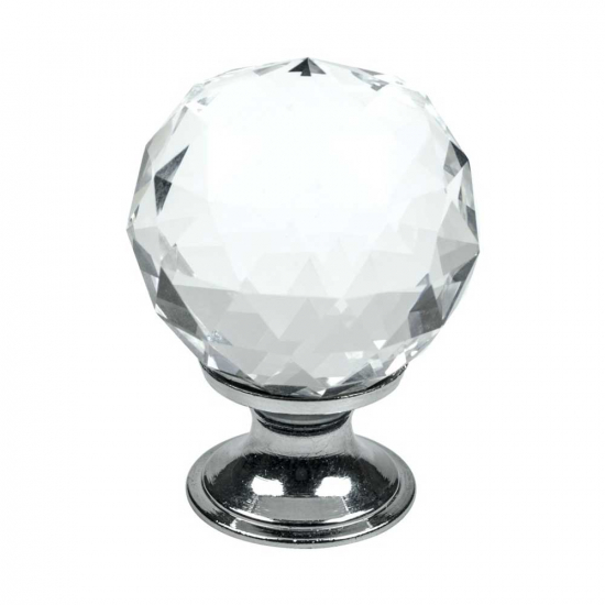 Cabinet Knob Diamond - Glass/Chrome in the group Cabinet Knobs / Color/Material / White  at Beslag Online (430002-11)