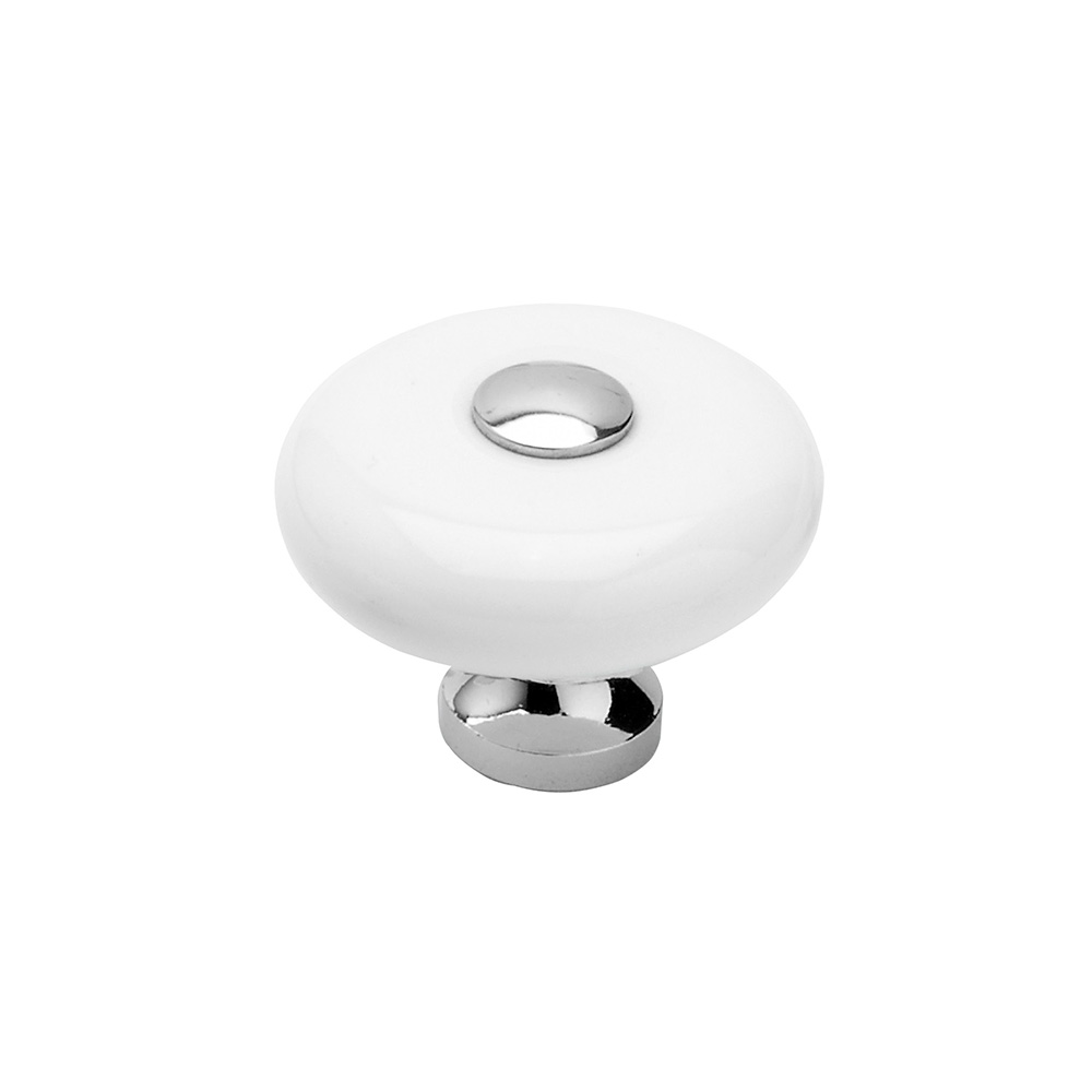 Cabinet Knob SP5-30 - White/Chrome in the group Cabinet Knobs / Color/Material / White  at Beslag Online (4896-11)