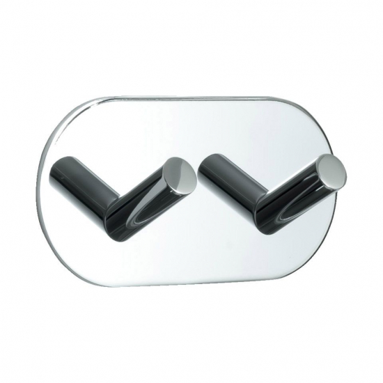 Towel Hook Base 100 2-Hook - Chrome in the group Bathroom Accessories / All Bathroom Accessories / Self Adhesive Hooks  at Beslag Online (60407-21)