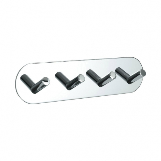 Towel Hook Base 100 4-Hook - Chrome in the group Bathroom Accessories / All Bathroom Accessories / Self Adhesive Hooks  at Beslag Online (60411-21)