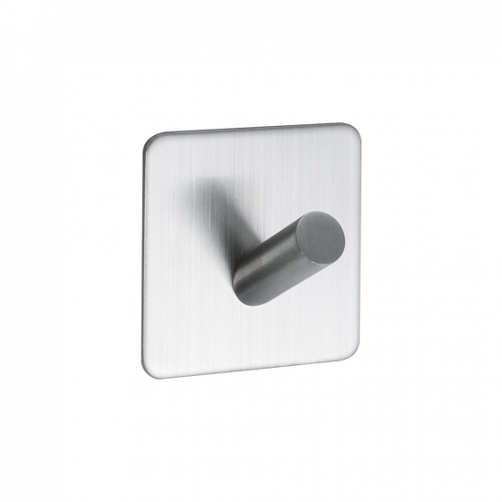 Base 200 1-Hook - Brushed Stainless Steel Finish in the group Bathroom Accessories / All Bathroom Accessories / Self Adhesive Hooks  at Beslag Online (60508-21)