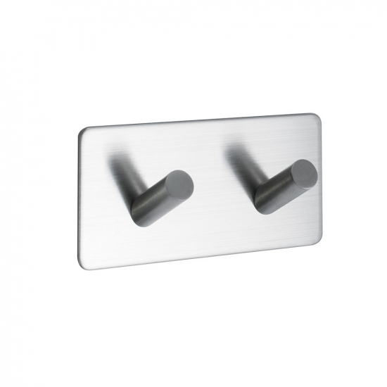 Base 200 2-Hook - Brushed Stainless Steel Finish in the group Bathroom Accessories / All Bathroom Accessories / Self Adhesive Hooks  at Beslag Online (60509-21)