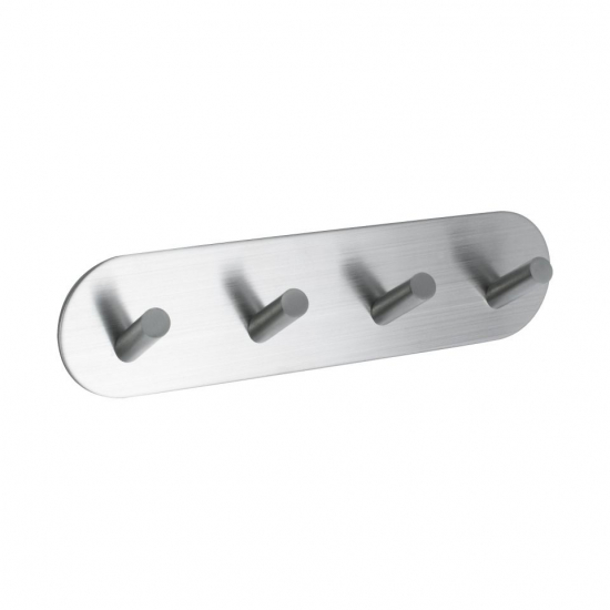 Base 100 4-Hook - Brushed Stainless Steel Finish in the group Bathroom Accessories / All Bathroom Accessories / Self Adhesive Hooks  at Beslag Online (60511-21)