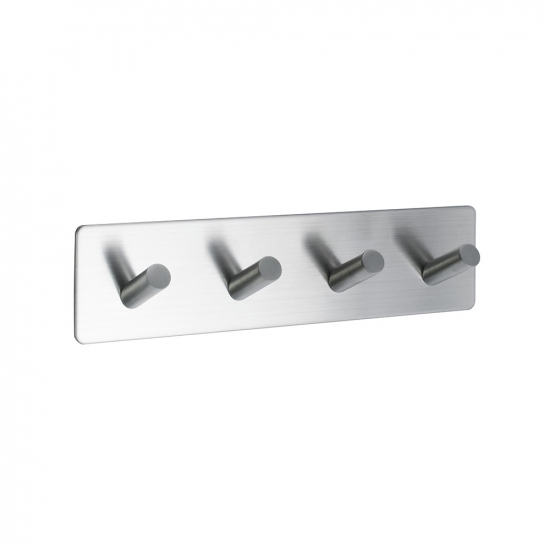 Towel Hook Base 200 4-Hook - Brushed Stainless Steel finish in the group Bathroom Accessories / All Bathroom Accessories / Self Adhesive Hooks  at Beslag Online (60512-21)