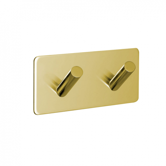 Towel Hook Base 200 2-Hook - Polished Brass in the group Bathroom Accessories / All Bathroom Accessories / Self Adhesive Hooks  at Beslag Online (605204-21)