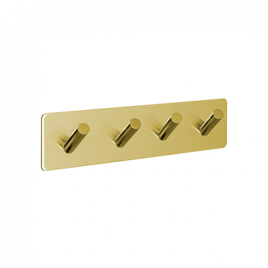 Towel Hook Base 200 4-Hook - Polished Brass in the group Bathroom Accessories / All Bathroom Accessories / Self Adhesive Hooks  at Beslag Online (605206-21)