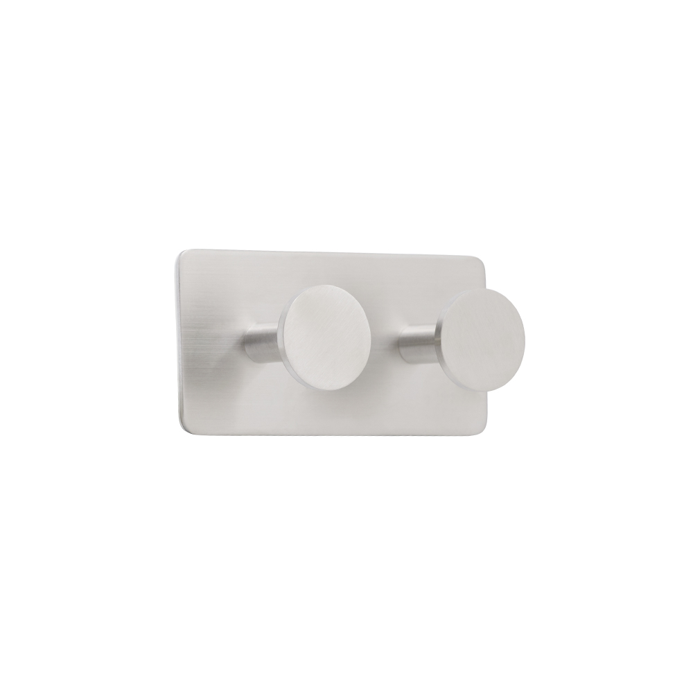 Base 210 2-Hook - Brushed Stainless Steel Finish in the group Bathroom Accessories / All Bathroom Accessories / Self Adhesive Hooks  at Beslag Online (61411-21)