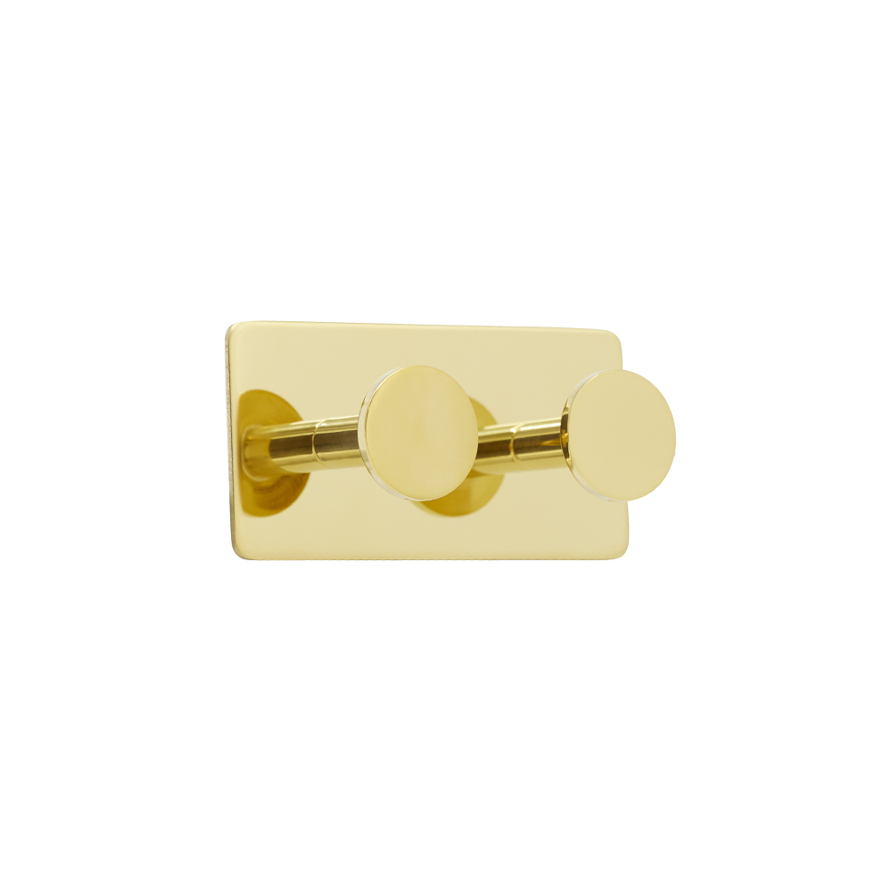 Towel Hook Base 210 2-Hook - Polished Brass in the group Bathroom Accessories / All Bathroom Accessories / Self Adhesive Hooks  at Beslag Online (61413-21)