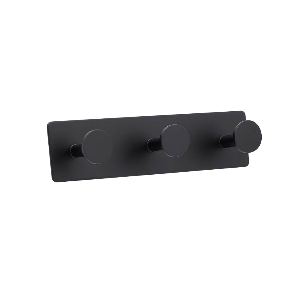 Towel Hook Base 210 3-Hook - Matte Black in the group Bathroom Accessories / All Bathroom Accessories / Self Adhesive Hooks  at Beslag Online (61420-21)