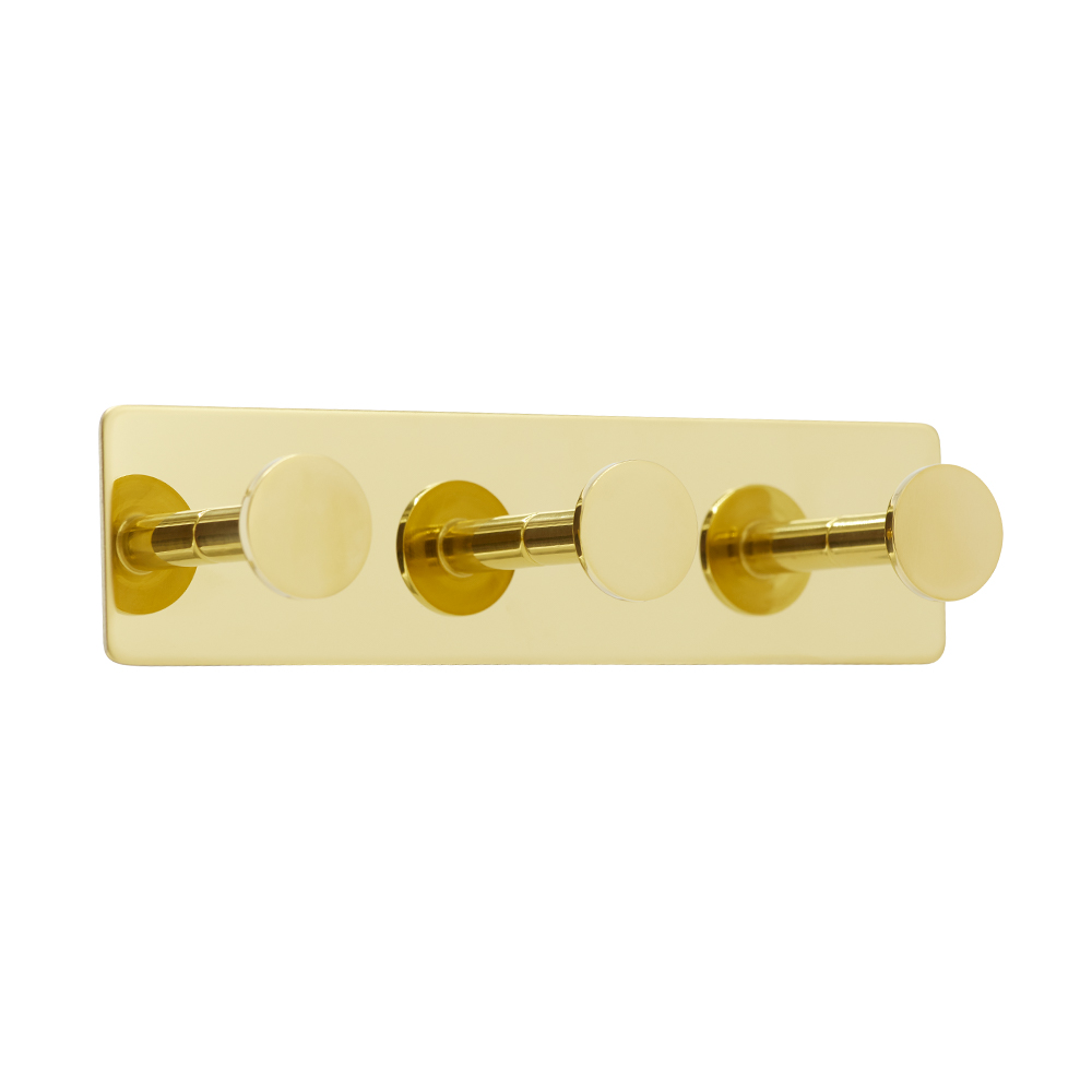 Base 210 3-Hook - Polished Brass in the group Bathroom Accessories / All Bathroom Accessories / Self Adhesive Hooks  at Beslag Online (61423-21)