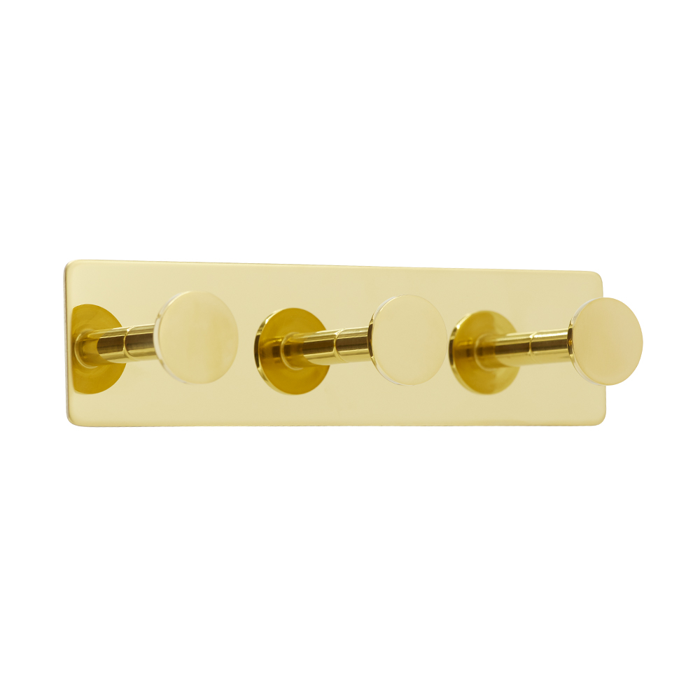 Towel Hook Base 210 3-Hook - Polished Brass in the group Bathroom Accessories / All Bathroom Accessories / Self Adhesive Hooks  at Beslag Online (61423-21)