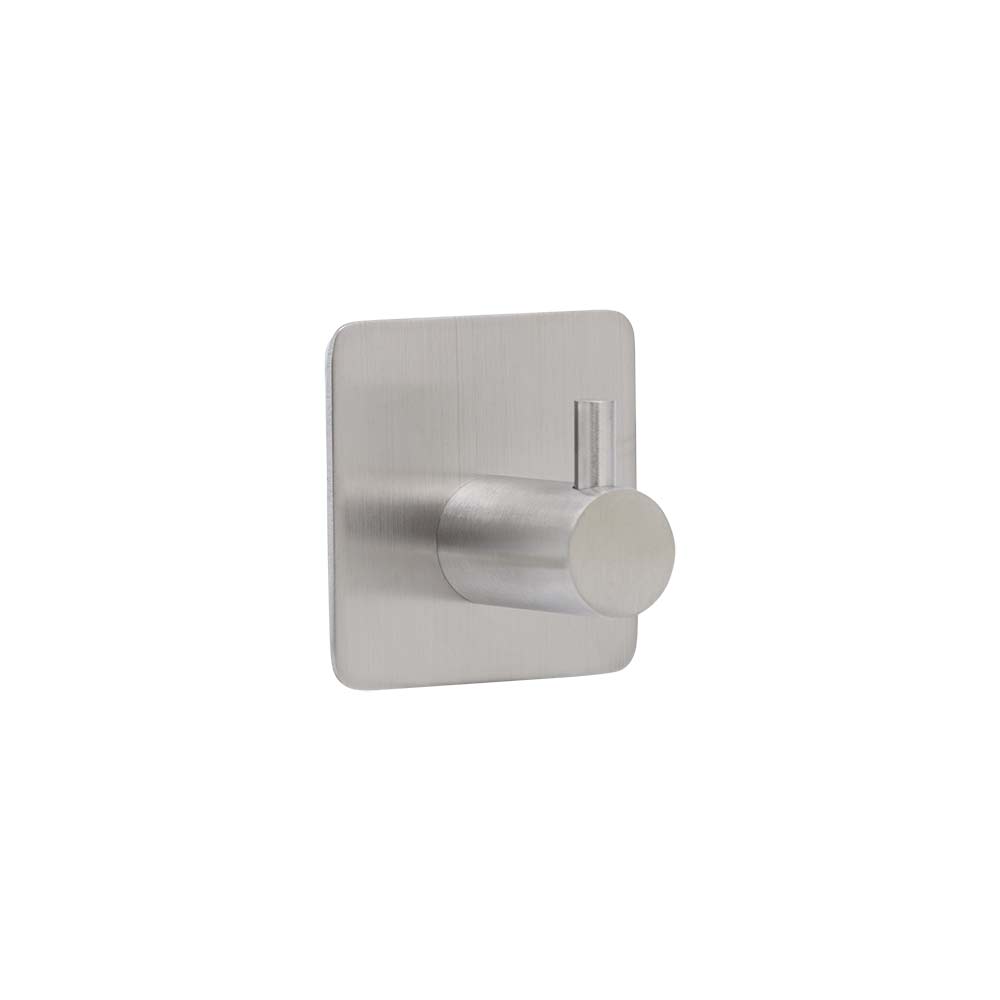 Base 220 1-Hook - Brushed Stainless Steel Finish in the group Bathroom Accessories / All Bathroom Accessories / Self Adhesive Hooks  at Beslag Online (61601-21)