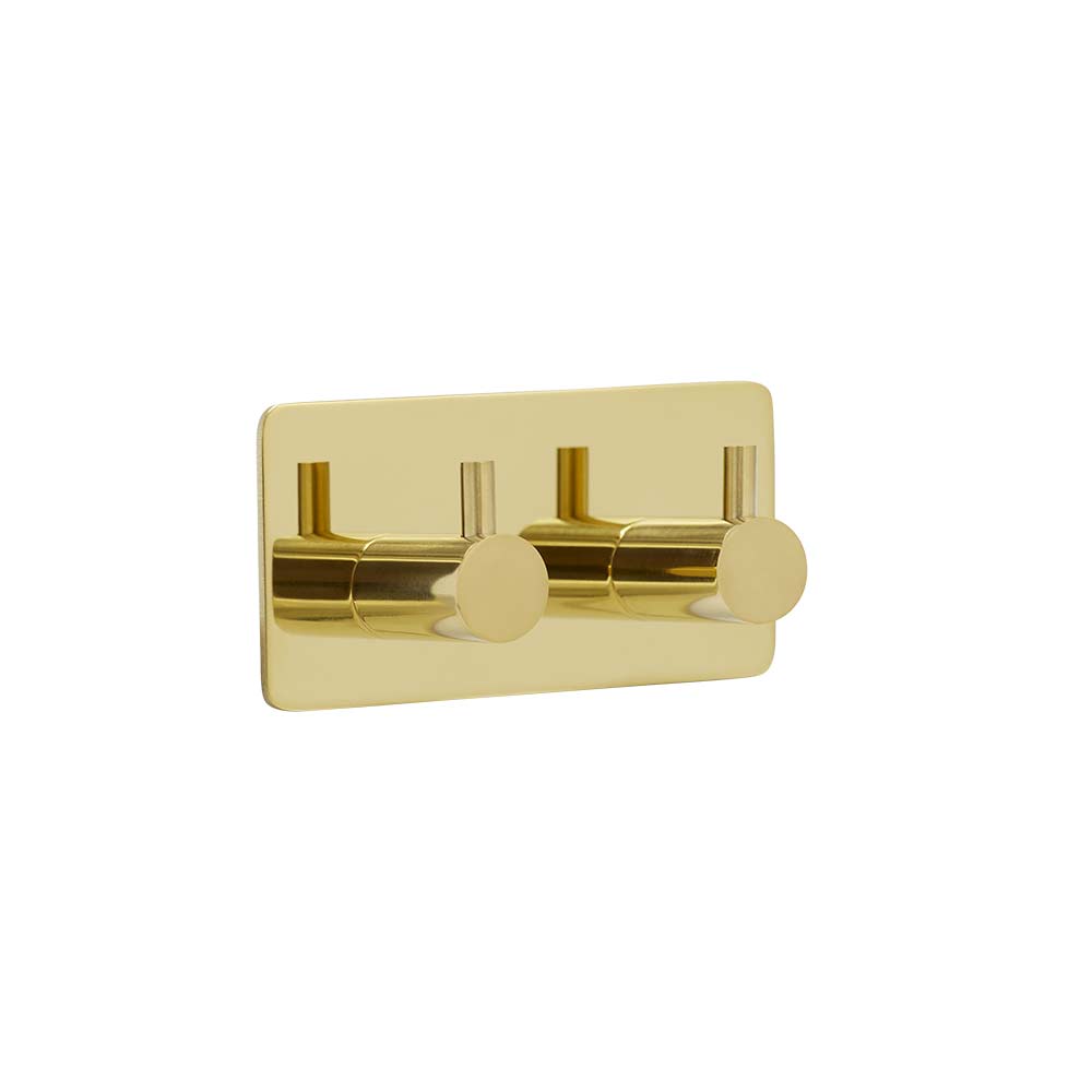 Base 220 2-Hook - Polished Brass in the group Bathroom Accessories / All Bathroom Accessories / Self Adhesive Hooks  at Beslag Online (61613-21)