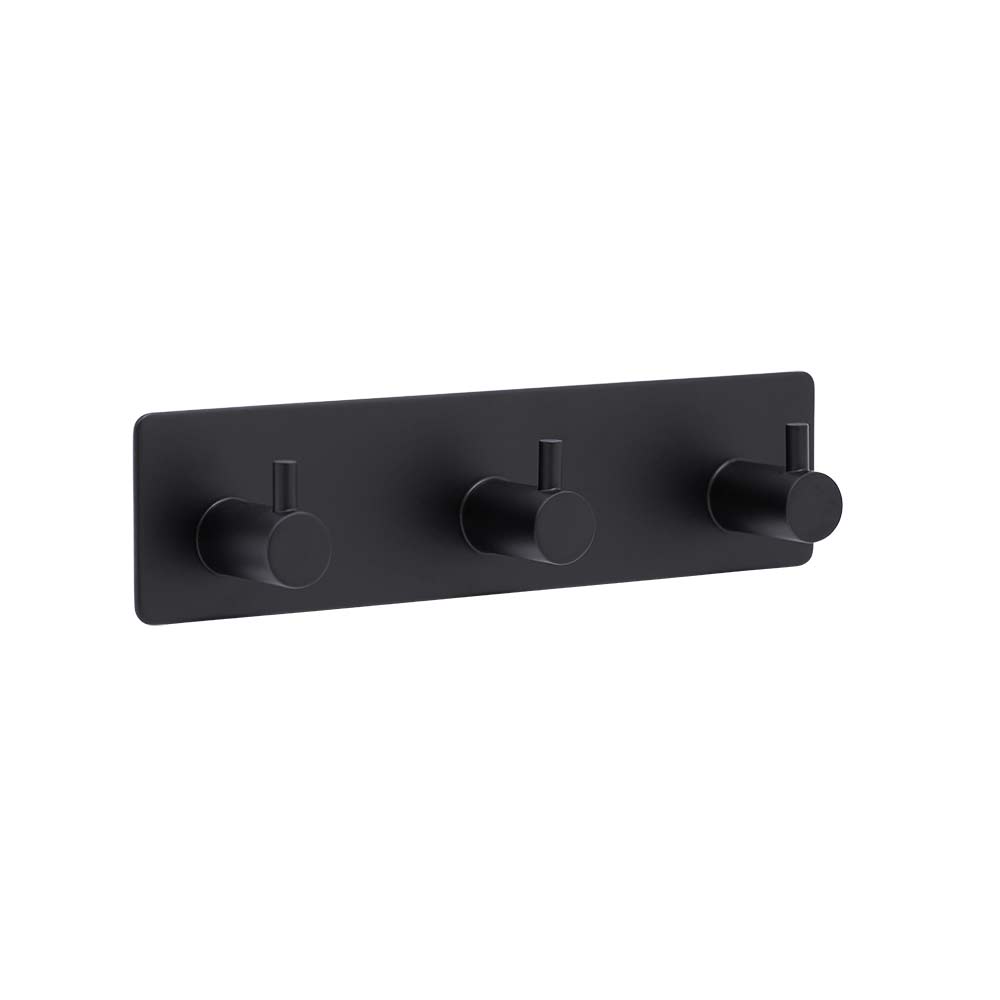 Towel Hook Base 220 3-Hook - Matte Black in the group Bathroom Accessories / All Bathroom Accessories / Self Adhesive Hooks  at Beslag Online (61620-21)