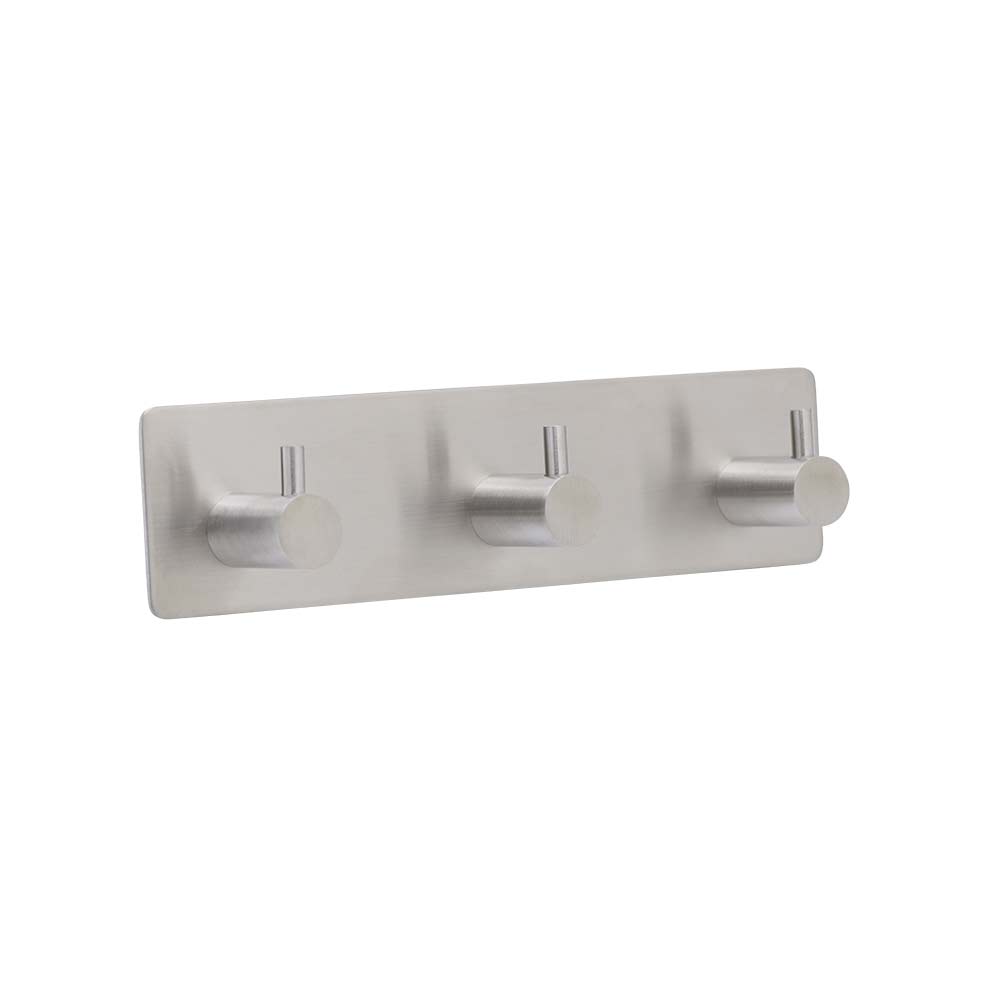 Base 220 3-Hook - Brushed Stainless Steel Finish in the group Bathroom Accessories / All Bathroom Accessories / Self Adhesive Hooks  at Beslag Online (61621-21)