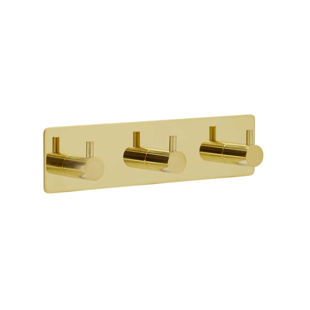 Towel Hook Base 220 3-Hook - Polished Brass in the group Bathroom Accessories / All Bathroom Accessories / Self Adhesive Hooks  at Beslag Online (61623-21)