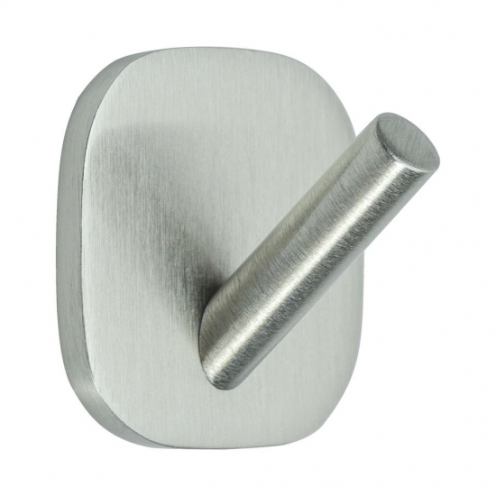 Solid 1-Hook - Brushed Stainless Steel Finish (2-pack) in the group Bathroom Accessories / All Bathroom Accessories / Self Adhesive Hooks  at Beslag Online (620021-21)