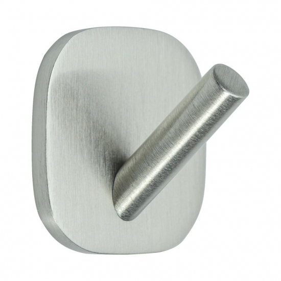 Towel Hook Solid 1-Hook - Brushed Stainless Steel Finish (2-pack) in the group Bathroom Accessories / All Bathroom Accessories / Self Adhesive Hooks  at Beslag Online (620021-21)