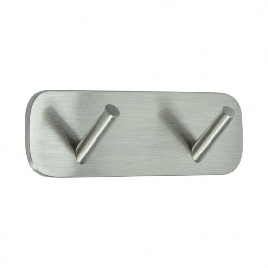 Solid 2-Hook - Brushed Stainless Steel Finish in the group Bathroom Accessories / All Bathroom Accessories / Self Adhesive Hooks  at Beslag Online (620022-21)
